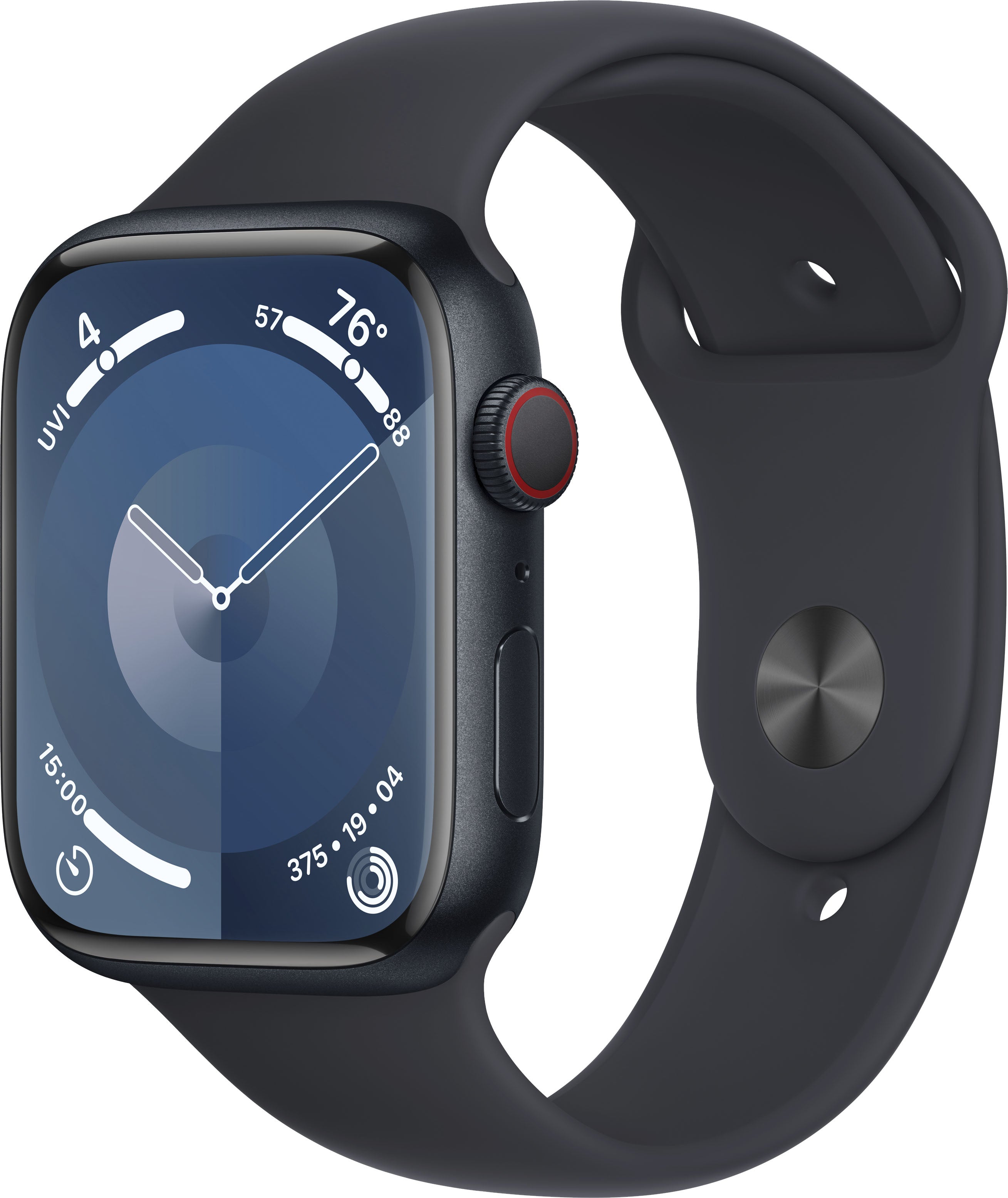 Apple Watch Series 9 GPS + Cellular 45mm Aluminum Case with Midnight Sport Band (Small/Medium) - Midnight (AT&T)