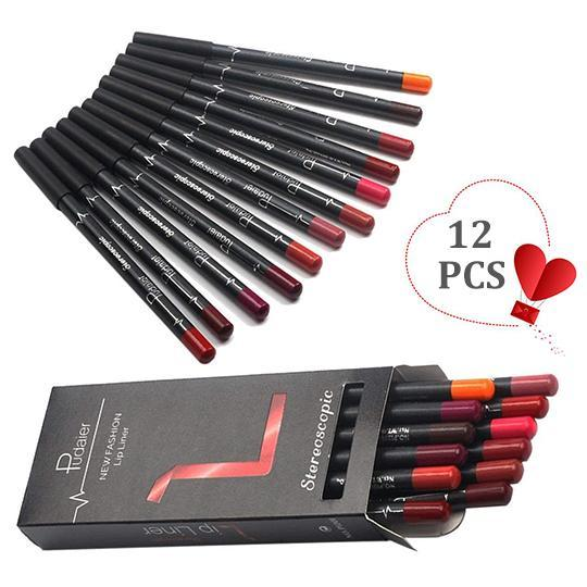 12 Colors Lip Liner Pencil Waterproof Non Marking