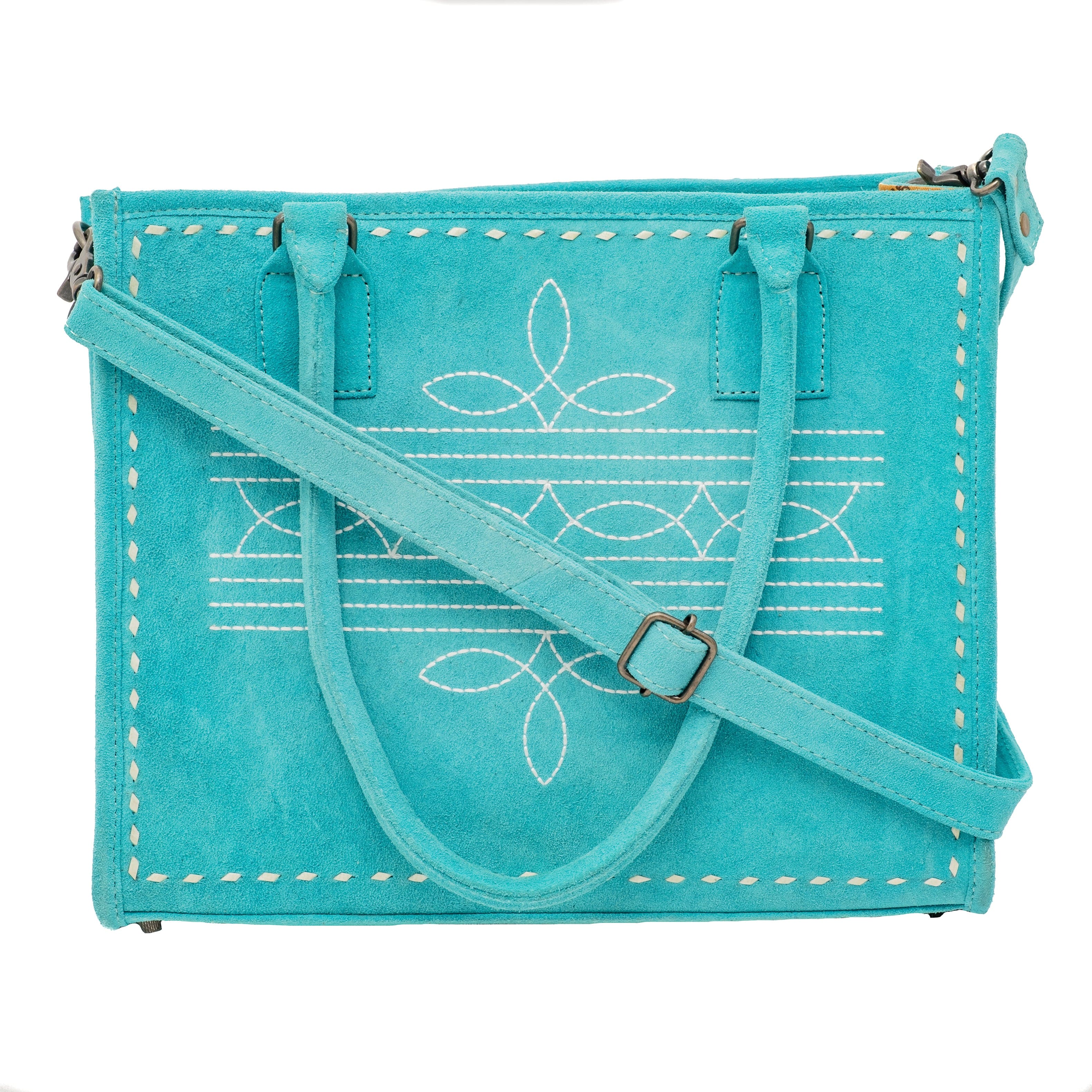 Turquoise Boot Stitch Laptop Bag