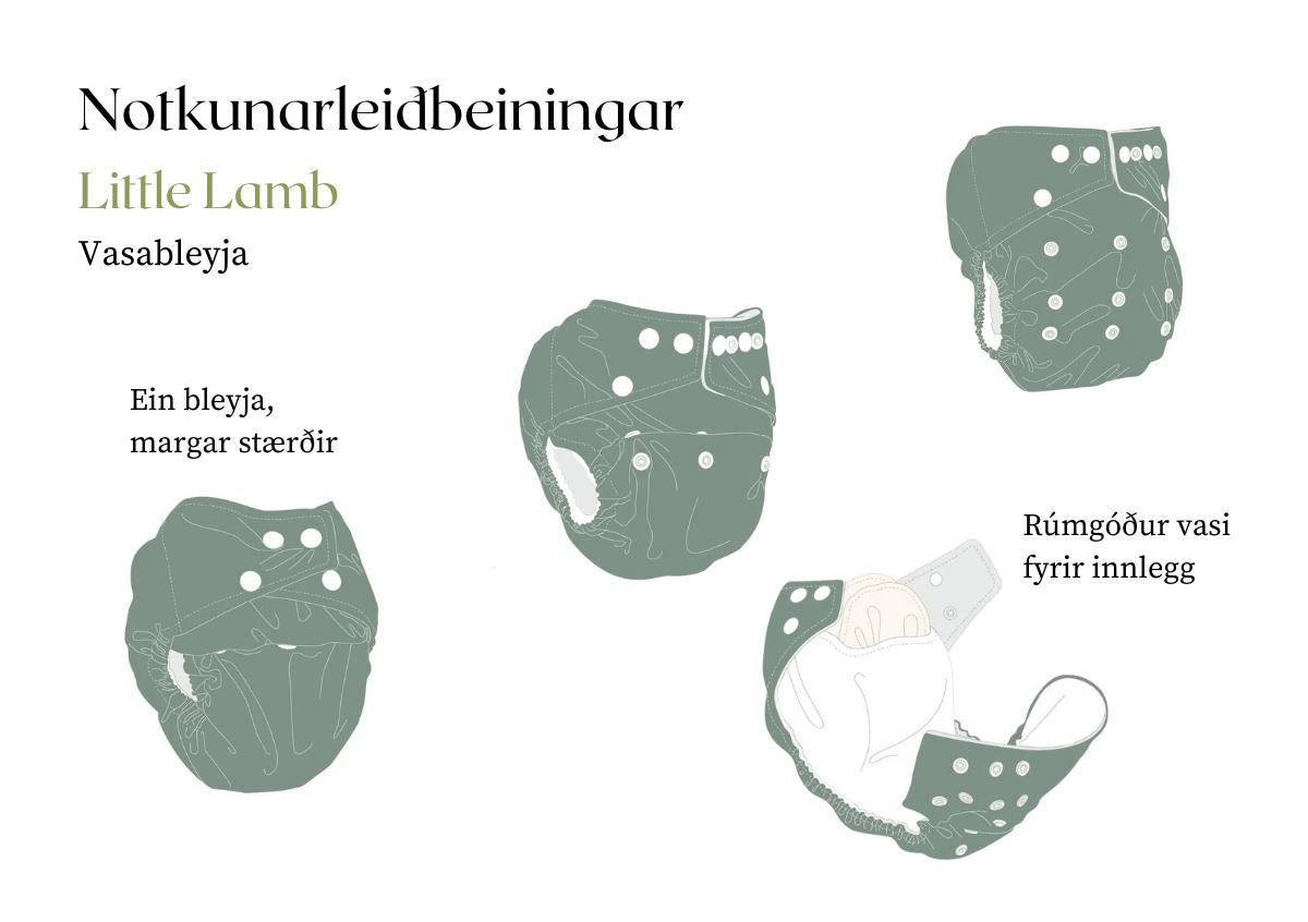 Notkunarleiðbeiningar Little lamb OS vasableyja