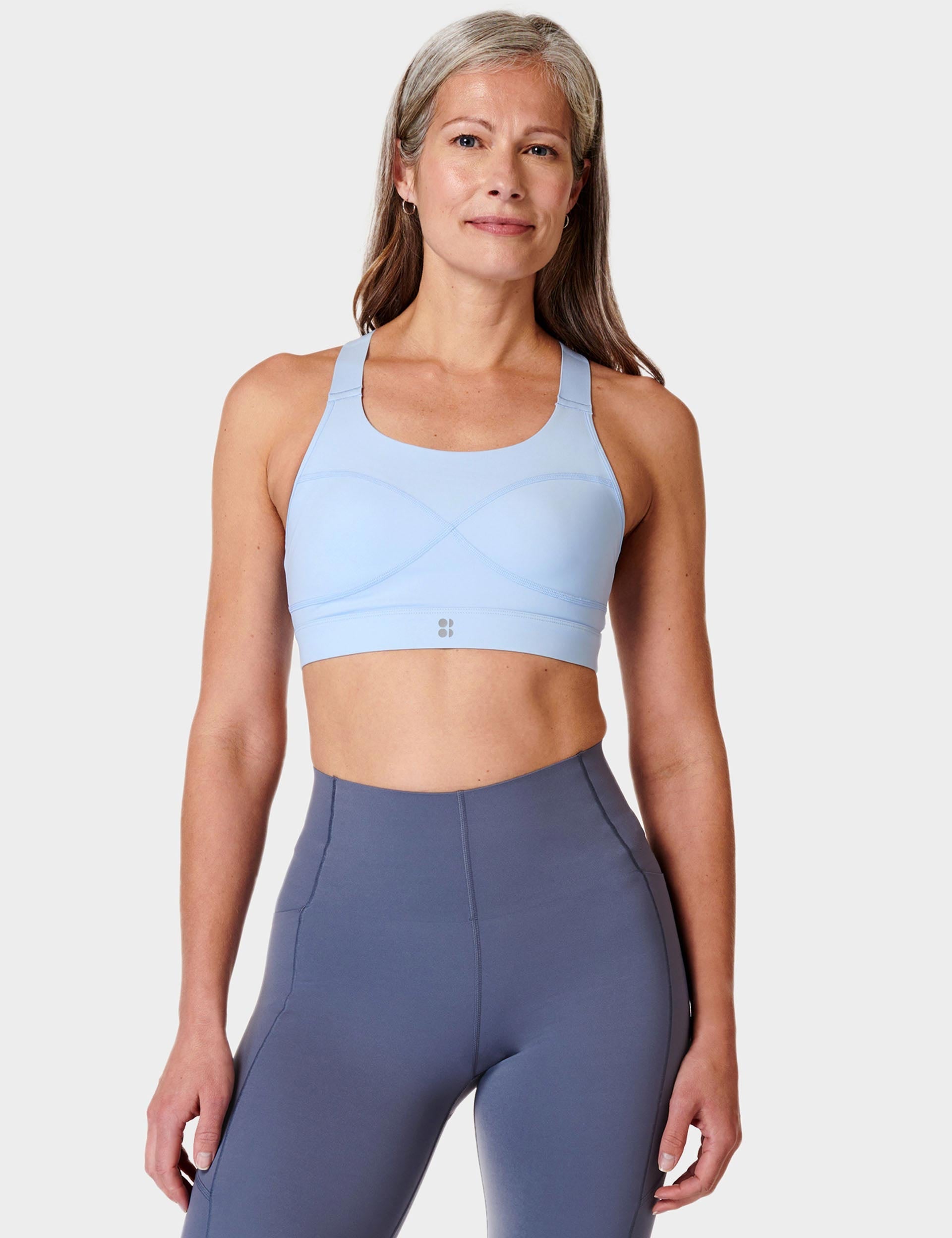 sweaty betty power medium support sports bra - breeze blue - xs - size: extra small