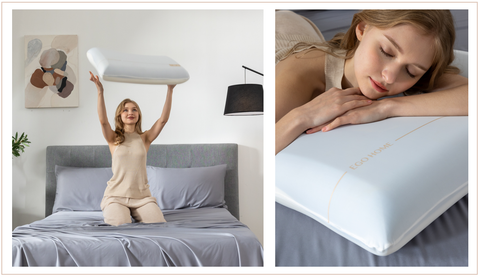 Discover unparalleled head and neck support with our pillow's innovative dual-layer memory foam core.
