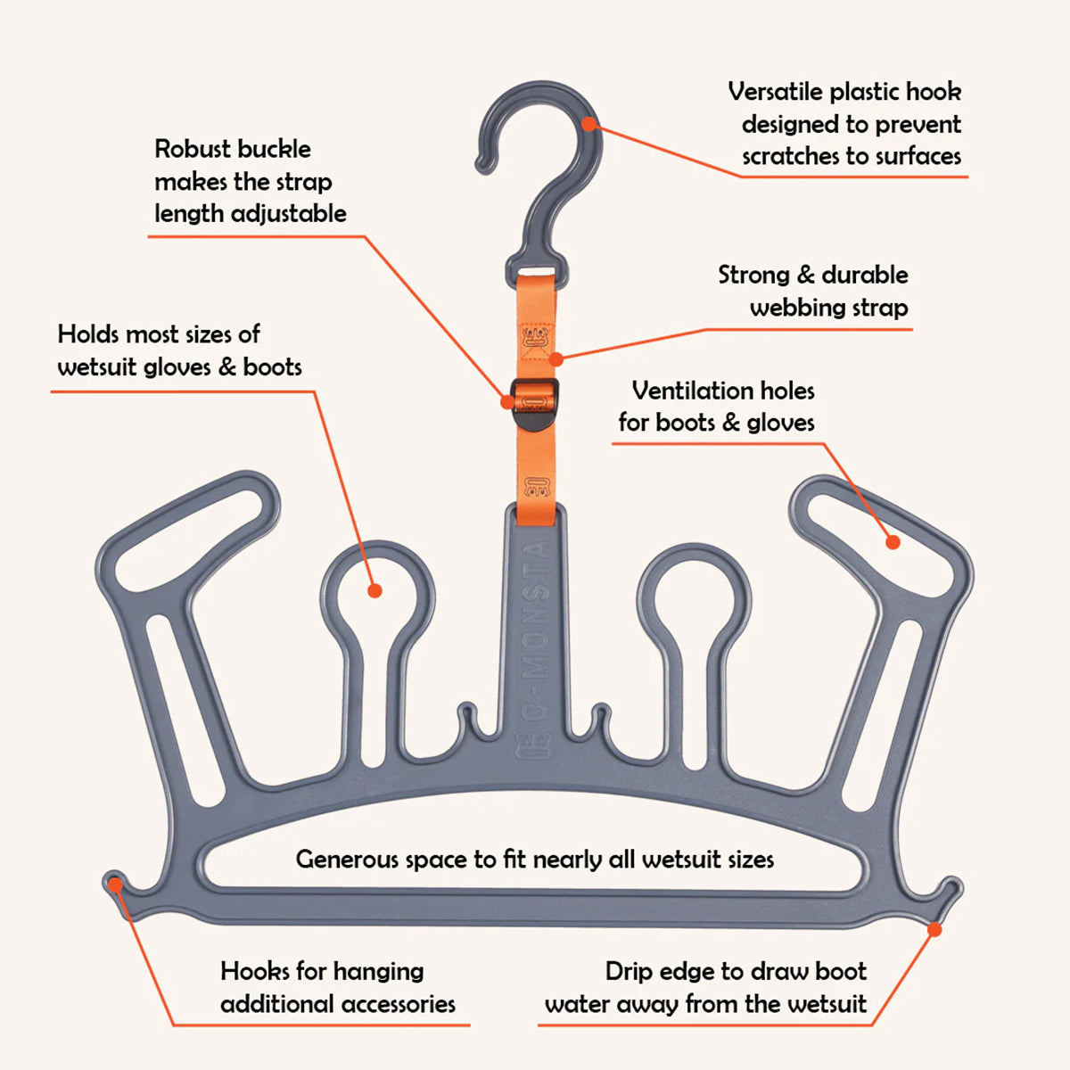 C-Monsta Wetsuit Hanger V2 Tech Specs