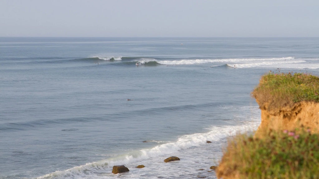 Looking out at a surf break.