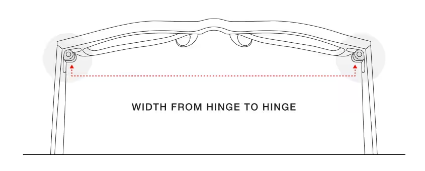 size guide for width hinge to hinge measurement