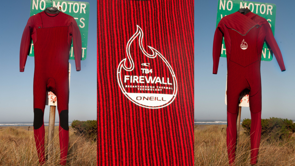 Close up the interior lining on the front and back of the O'Neill Hyperfreak Fire wetsuit.