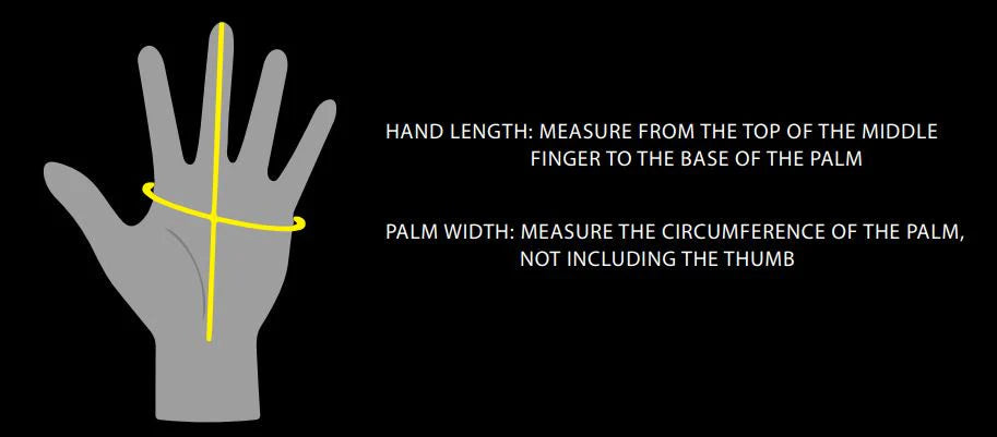 Xcelt Wetsuit Gloves Size Chart Diagram