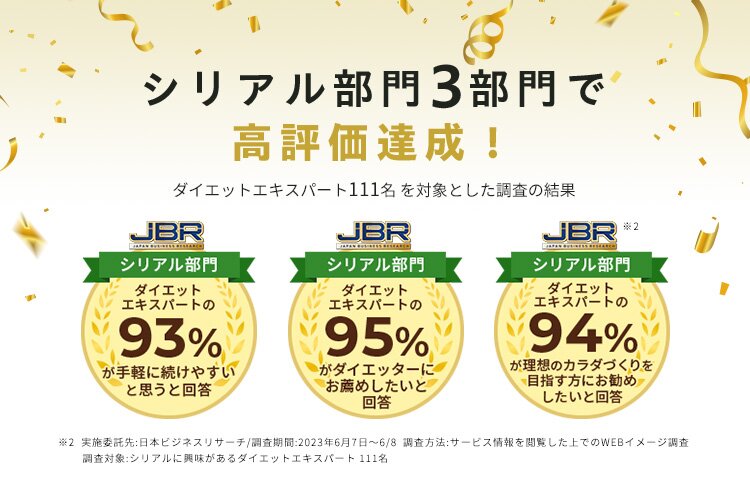 シリアル部門3部門で高評価達成！ダイエットエキスパート111名 を対象とした調査の結果