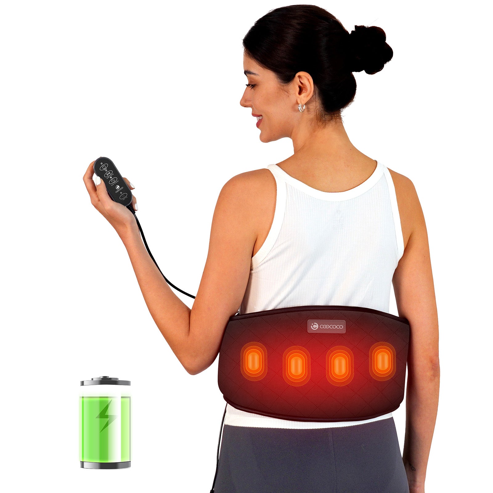 Cordless Heating Pad with Massager for Back Pain Relief