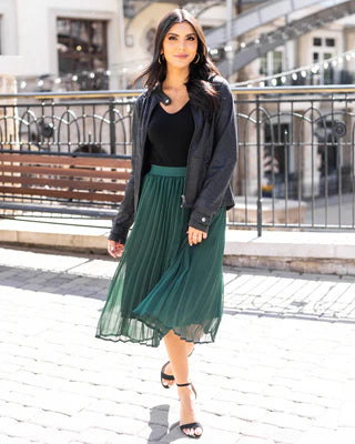 Chiffon Midi Pleated Skirt - Dark Green – Ruthie's Novel Fashions