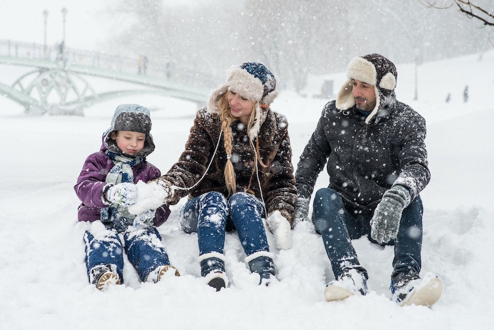 family in snow