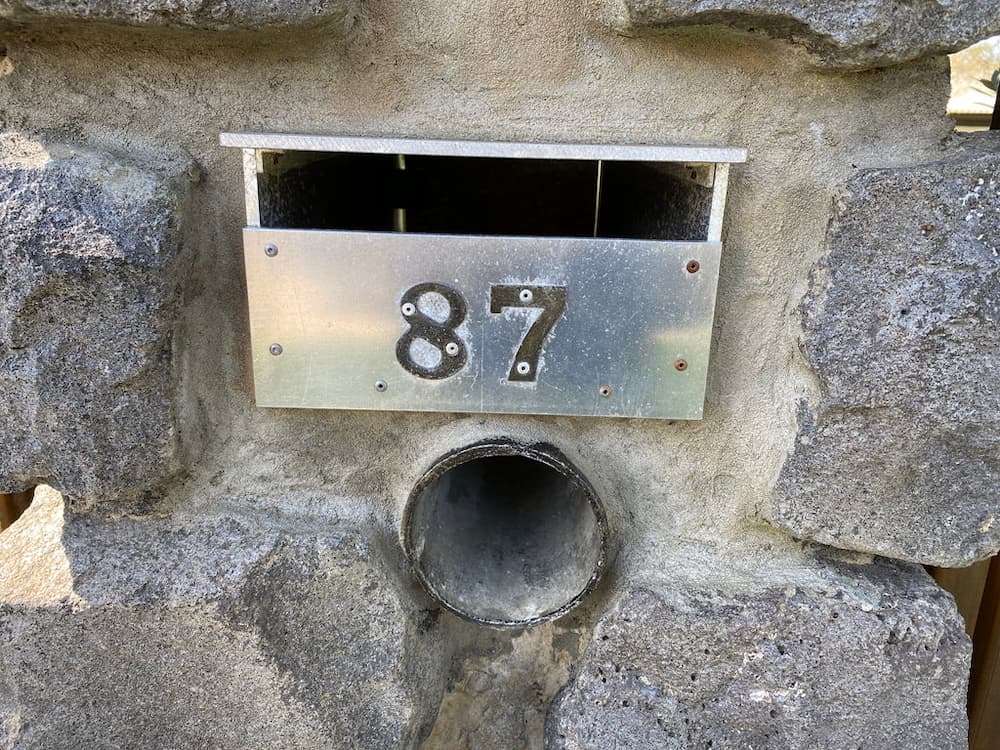 house number with rivets