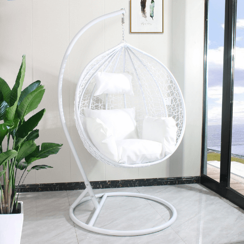 white indoor egg chair