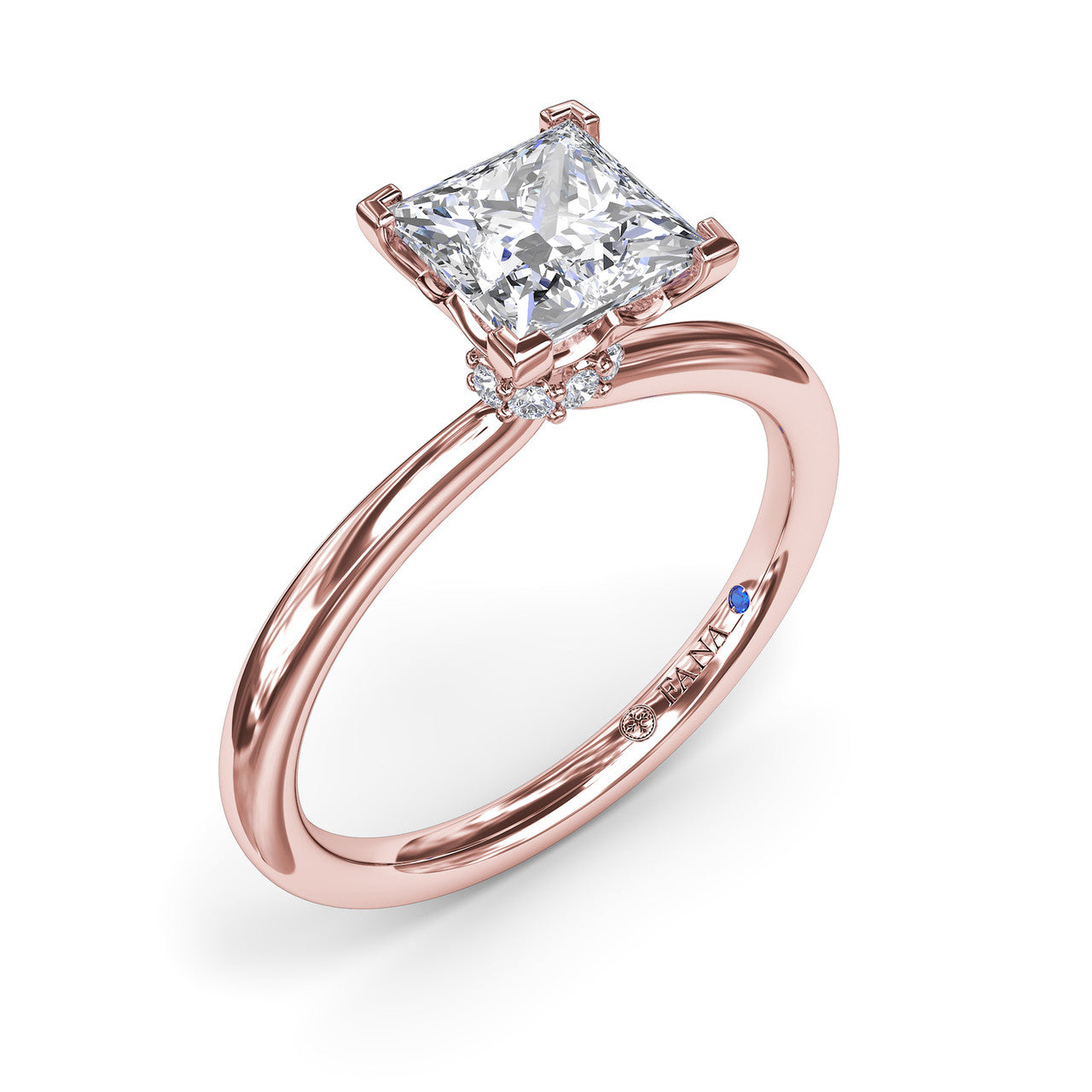 2 Tone Princess Cut Thin Solitaire diamond Engagement Ring In 14K Rose Gold  | Fascinating Diamonds
