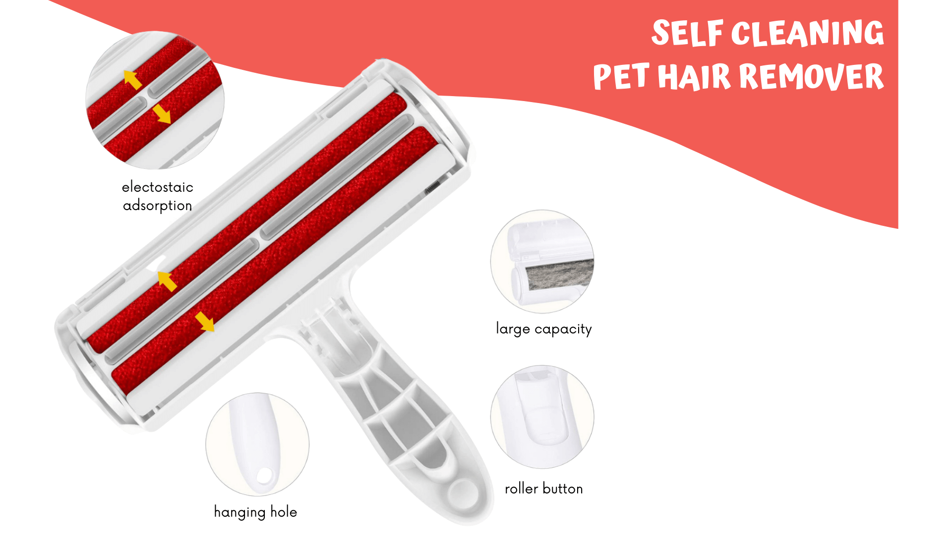 Pet Hair Remover Roller with Self-Cleaning Base Perfect for Carpet – Pawyu