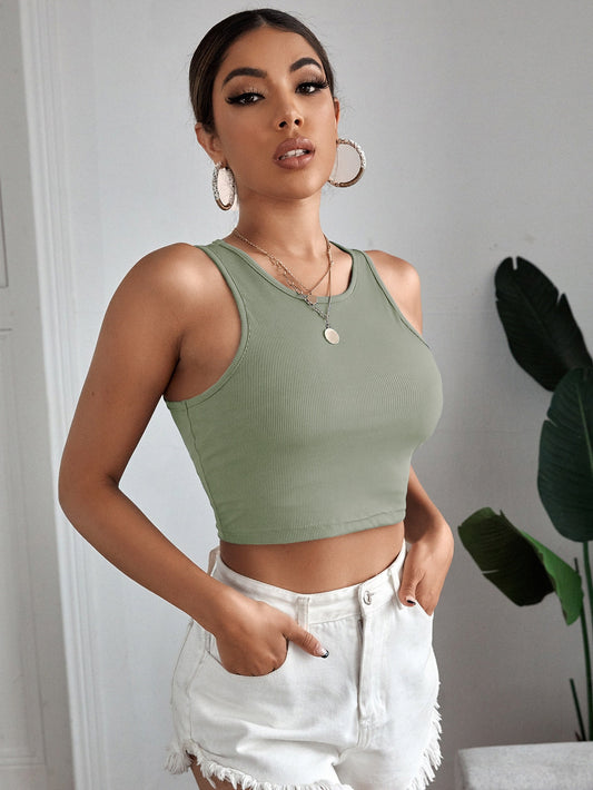 Form-Fitting Cropped Tank Top