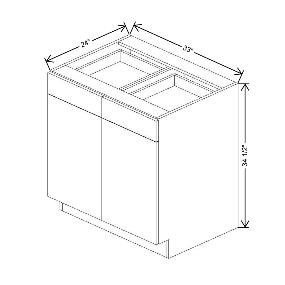 CNC Classic Broadway Coastal 33" W 2 Drawer Double Door Base Cabinet W/ 2 Pullout Shelf