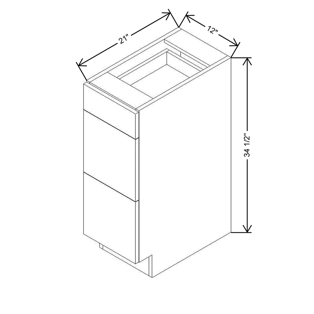 CNC Classic Broadway Almond 12" W Vanity Drawer Base Cabinet