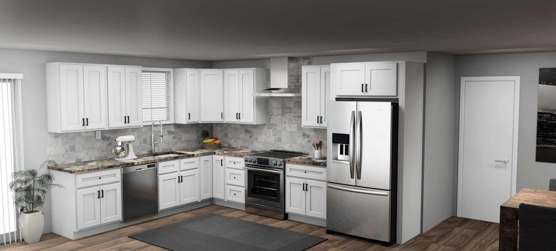 Fabuwood Quest Metro Frost 10 x 13 L Shaped Kitchen | Cabinets