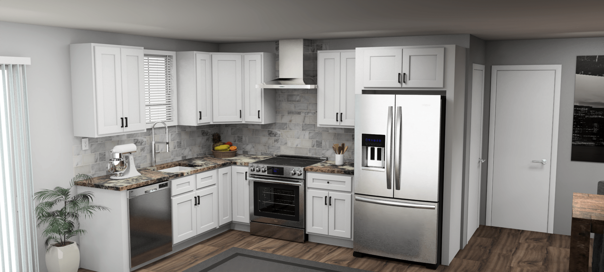 Fabuwood Quest Metro Frost 8 x 11 L Shaped Kitchen | Cabinets