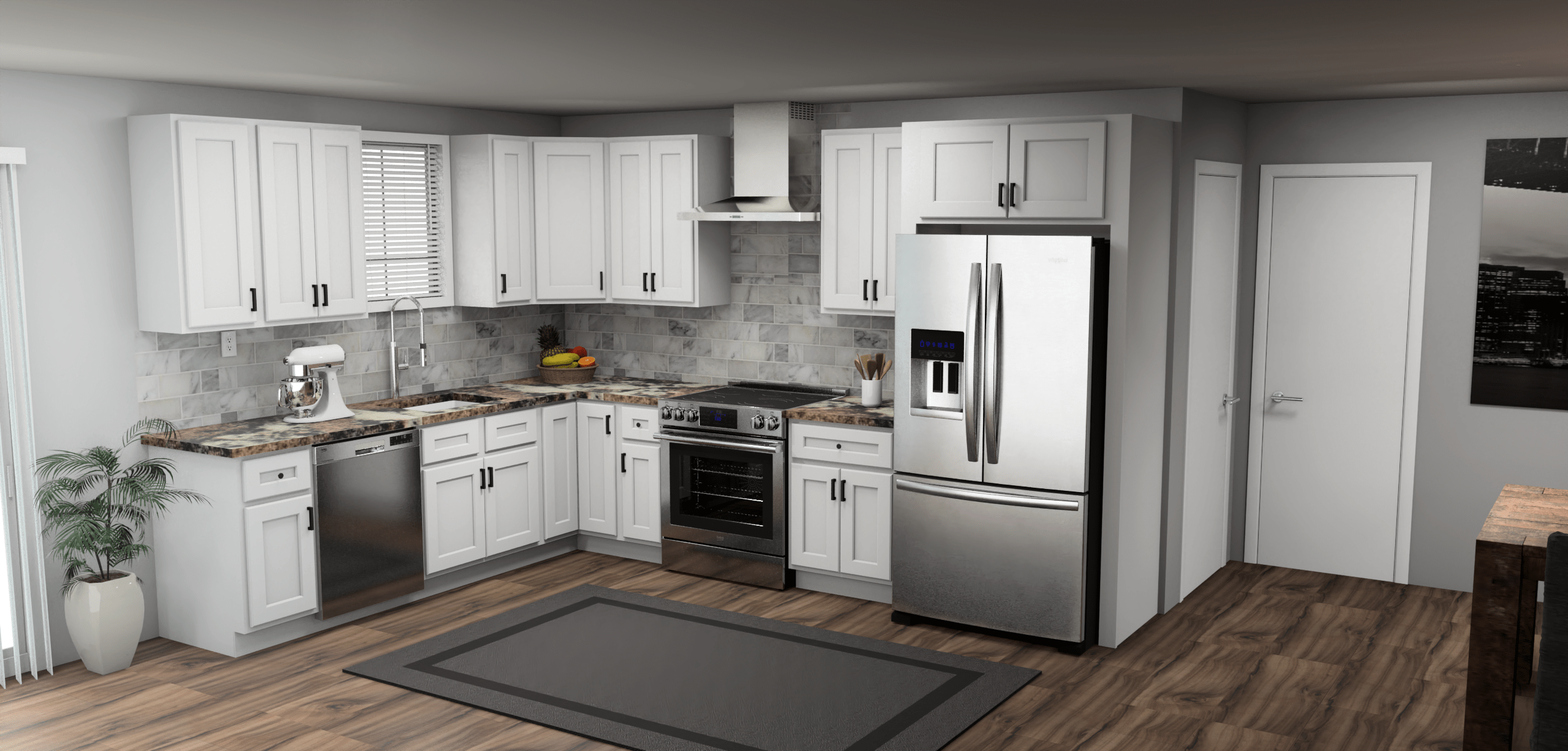 Fabuwood Quest Metro Frost 9 x 12 L Shaped Kitchen | Cabinets