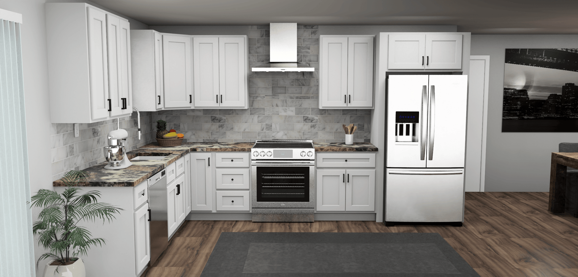 Fabuwood Quest Metro Frost 9 x 13 L Shaped Kitchen | Cabinets