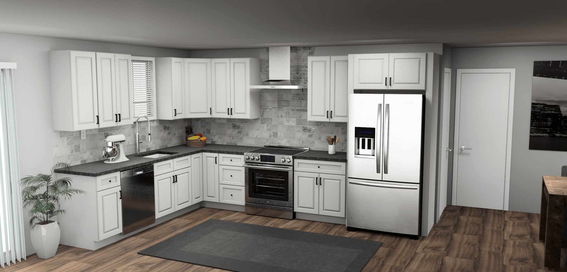 Fabuwood Value Premium Hallmark Frost 9 x 13 L Shaped Kitchen | Cabinets