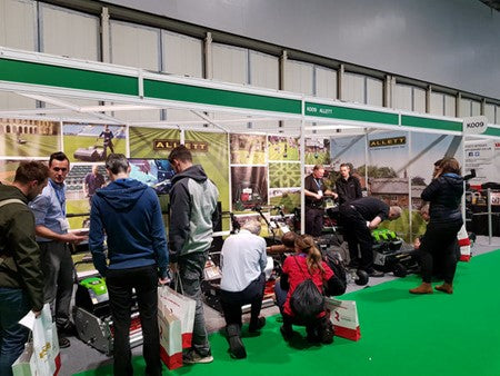 People at Allett Mowers exhibition stand at SALTEX 2019