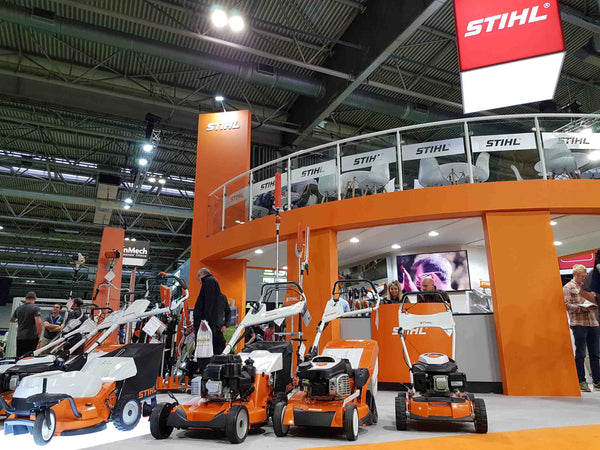 STIHL mowers on display stand at SALTEX 2019