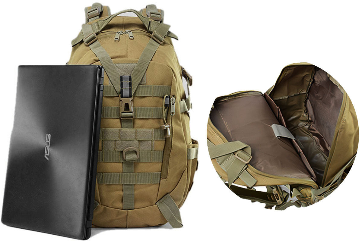 Military Style MOLLE Tactical Backpack Rucksack - Laptop, Stay and Sound