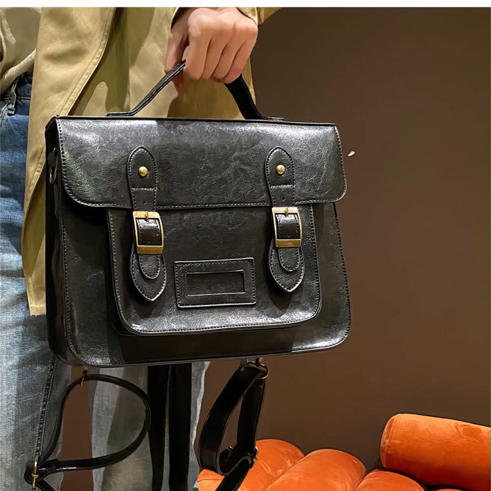 Satchel Bag, Vintage Faux Leather School Book Bag For Women — Pesann.com