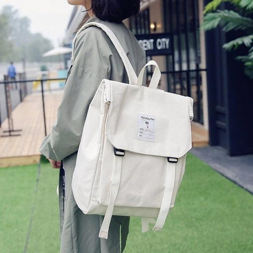 Simple Vintage Canvas School Backpack —