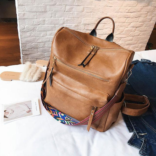 Ladies Floral Backpack Travel Faux Leather Handbag Rucksack