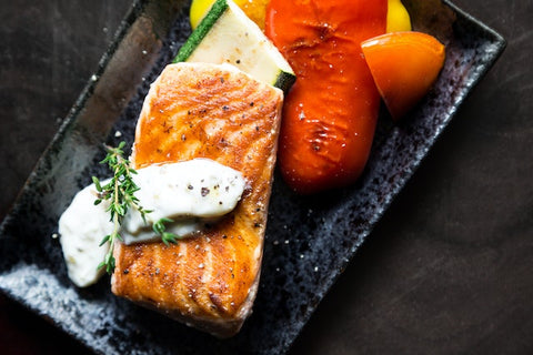 Photo by Malidate Van: https://www.pexels.com/photo/grilled-salmon-fish-on-top-of-grilled-vegetables-842142/