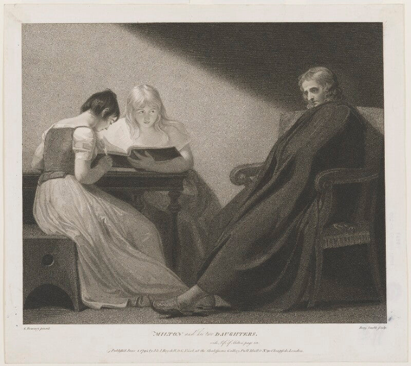 'John Milton and his two daughters' (Deborah Milton; Mary Milton; John