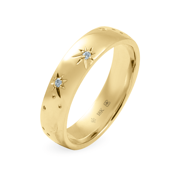 Ethical, Custom Ring-7 mm Starry Night Hand Engraved Band