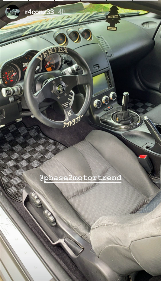 P2M Mazda 1986-90 FC3S RX-7 Checkered Race Floor Mats Dark Grey