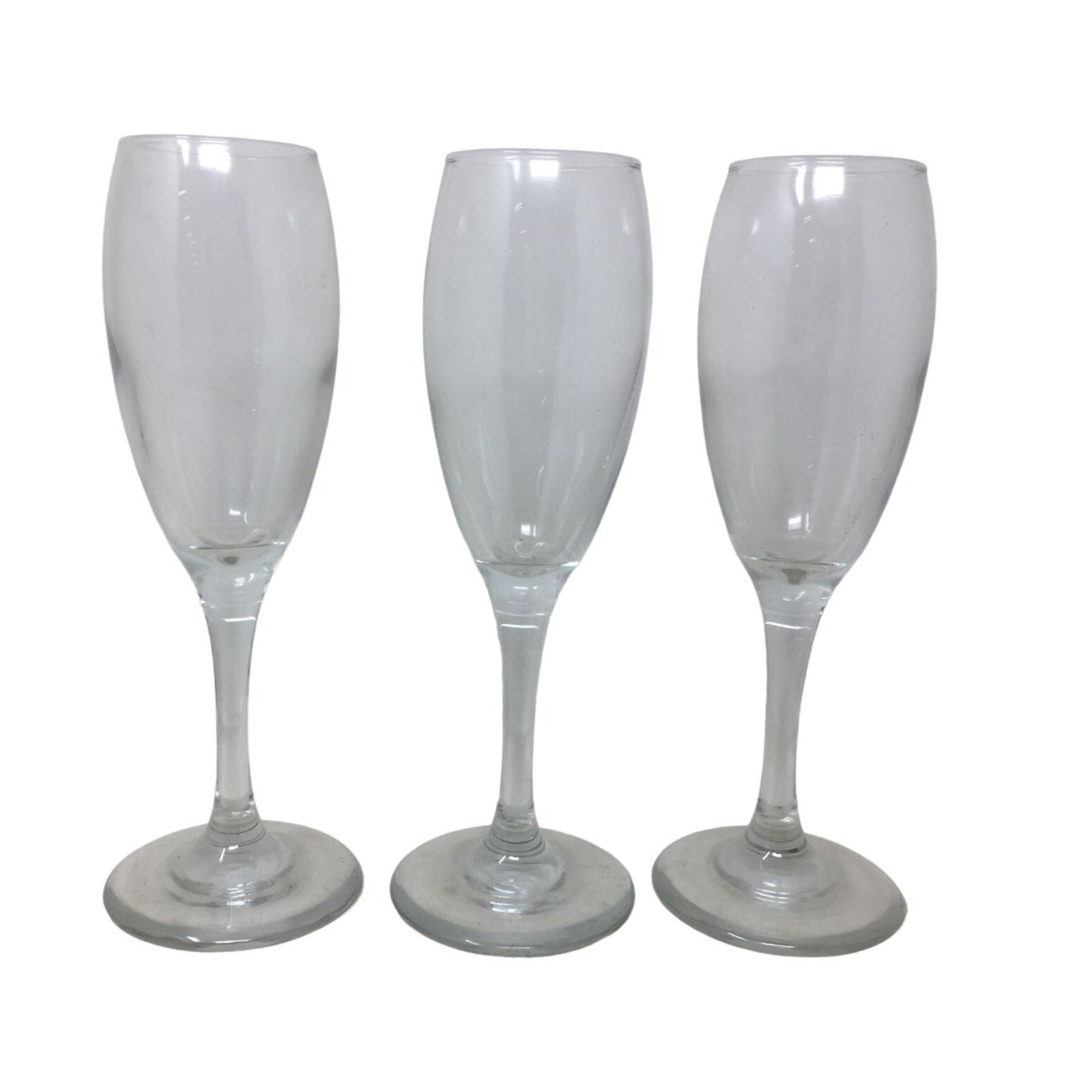 Set of 3 Clear Stemmed Glass Champagne Flutes- About 8