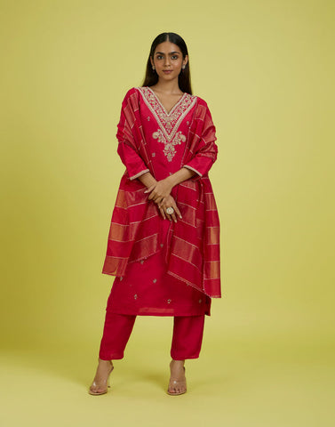 Hibiscus Pink Festive Kurta Set