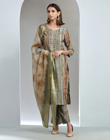 Laurel Shaded Green Festive Kurta Set