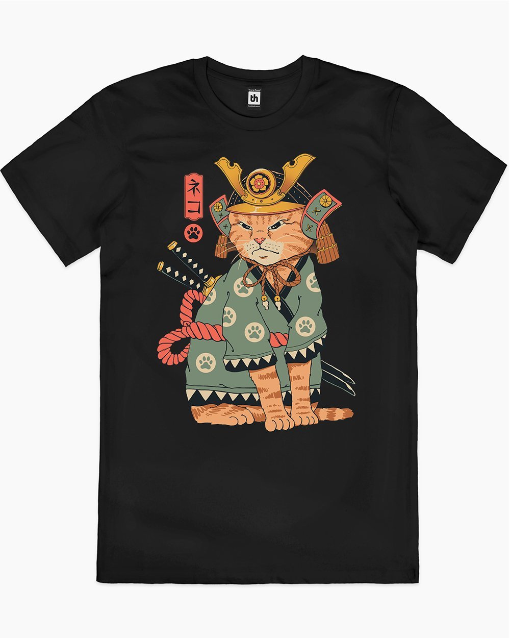 Neko Samurai T-Shirt Europe Online #colour_black