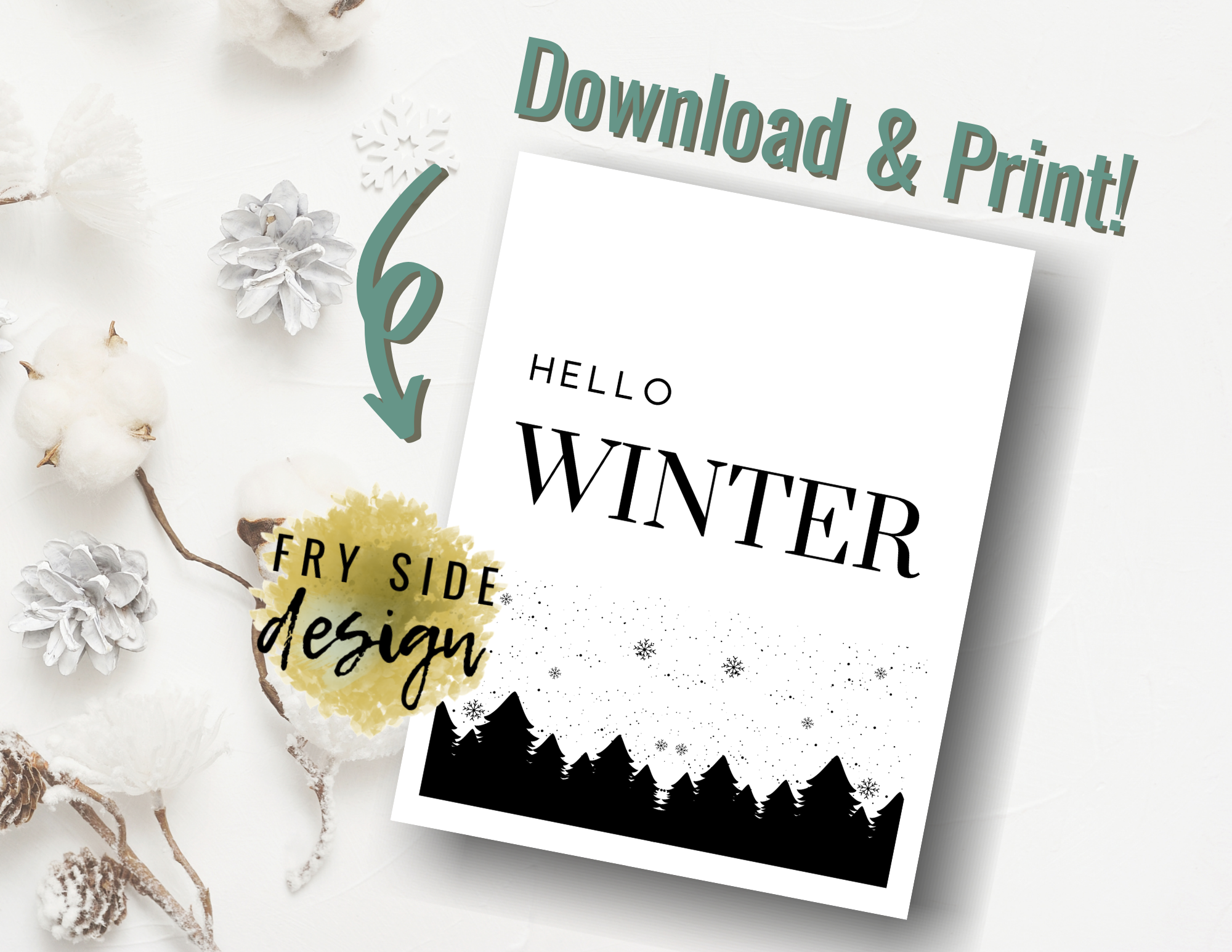 Hello Winter | Printable Wall Decor | Printable Wall Art | Diy Wall Ar –  Fry Side Design