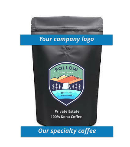 black coffee bag with company logo