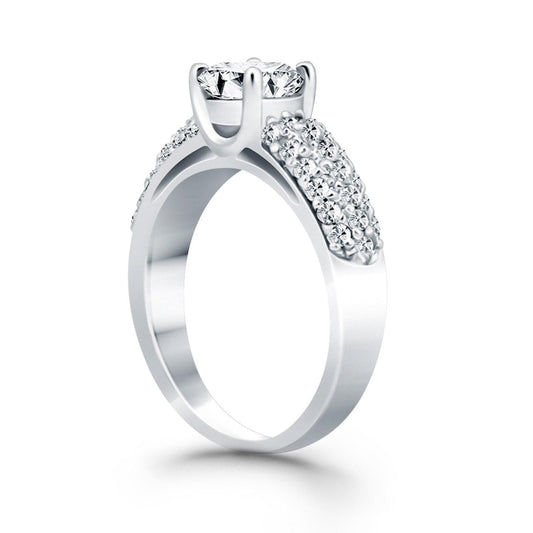 14k White Gold Tapered Pave Diamond Wide Band Engagement Ring  1/2ct TDW - Always And Forever Bride