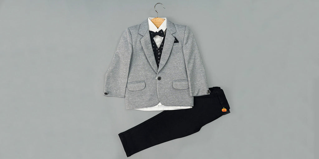 grey party wear suit for boys