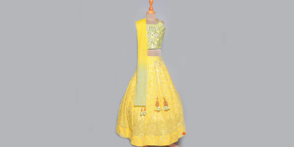 lemon green ethnic wear for girl kidz