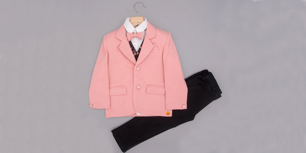 peach party wear suit for boys