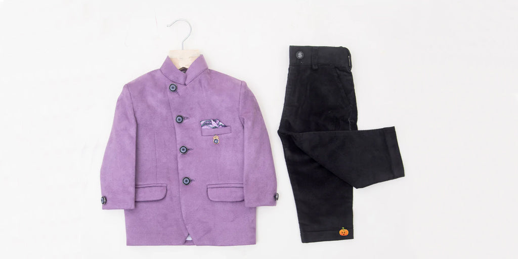 purple jodhpuri wedding suit for boys