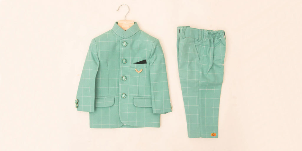 sea green jodhpuri suit for boys