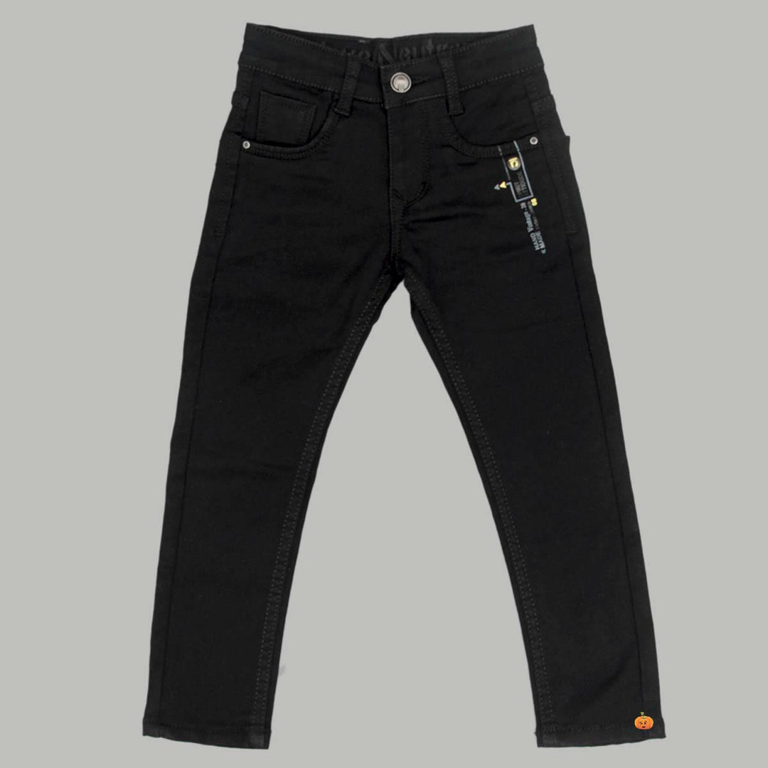 Buy Black Elastic Waist Boys Jeans – Mumkins